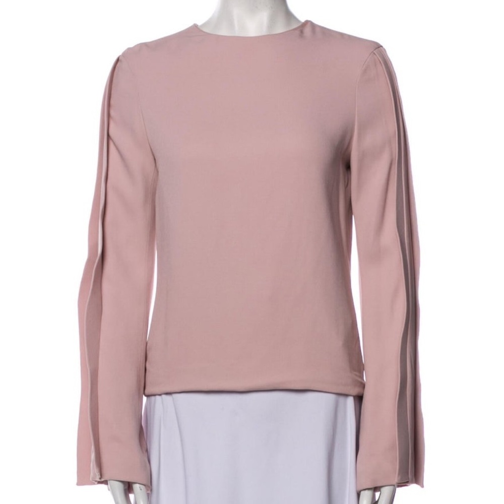 Brandon Maxwell Blush Pink Long Sleeve Blouse US 6 Designer Minimalist Top